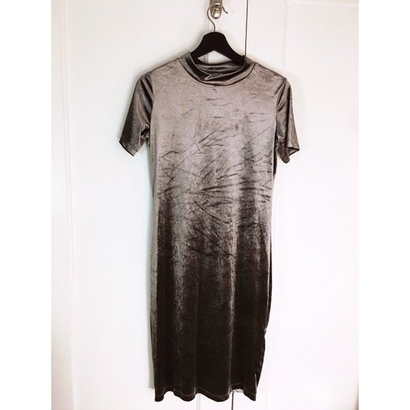 ZARA Velvet Dress Women Tan Metallic Bodycon Small NWOT - Picture 2 of 2